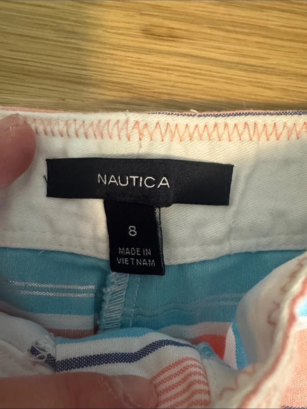 Nautica Girls Striped Pastel Shorts - Coral & Aqua